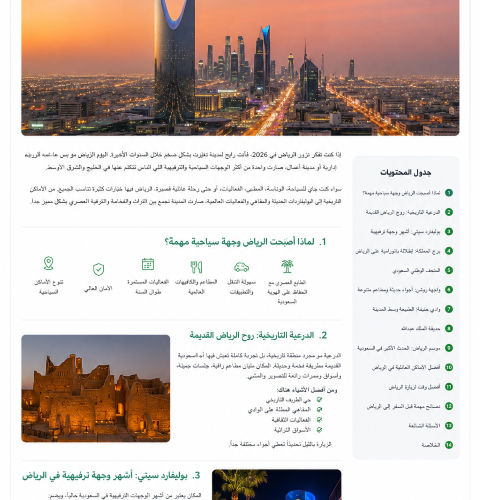 أفضل الأماكن السياحية في الرياض 2026: دليلك الشامل لأجمل وجهات العاصمة السعودية